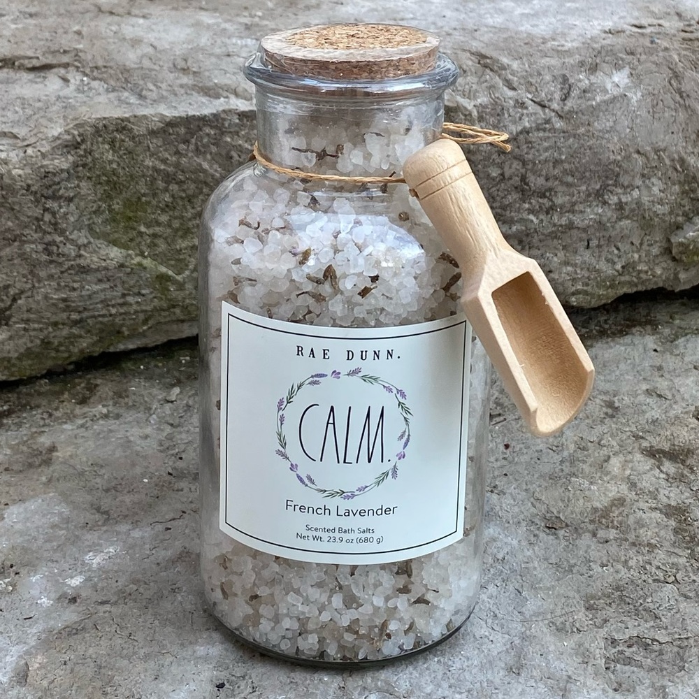 Rae Dunn LAVENDER Scented Bath Salts- Wooden Scoop